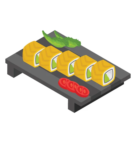 Sushi Lapos Izometrikus Ikon — Stock Vector