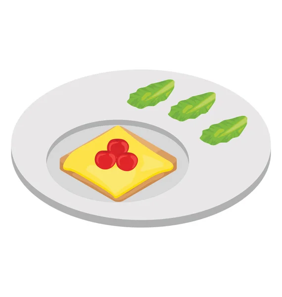 Flaches Isometrisches Symbol Des Frühstücks — Stockvektor