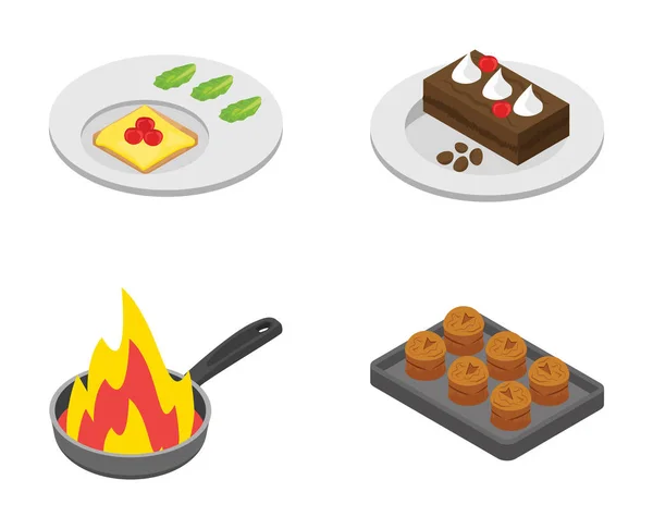 Pack Cooking Flat Icons Set Comprises Delicious Spicy Food Icons — Stock Vector