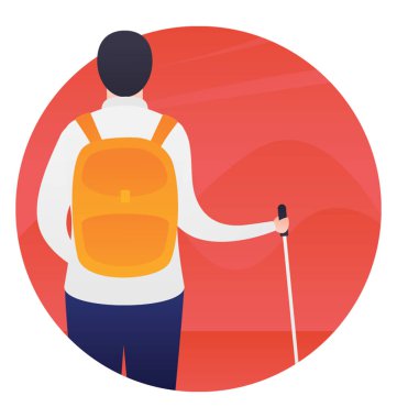 Kişi düz yuvarlak simgesi tasarım hiking