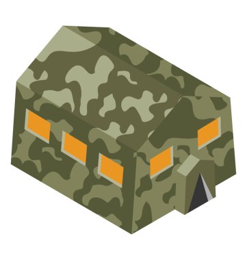 Military camp, isometric vector icon clipart