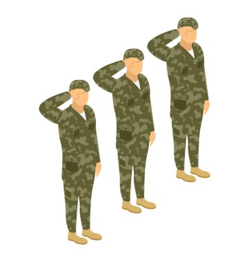 Asker takım, izometrik vektör simgesi