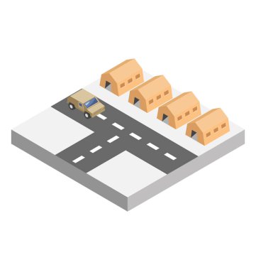 Kamp alanının düz izometrik simgesi