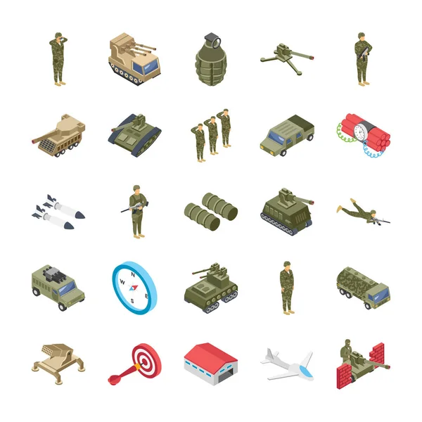 Dit Een Isometrisch Icons Van Militaire Special Forces Leger Wanneer — Stockvector