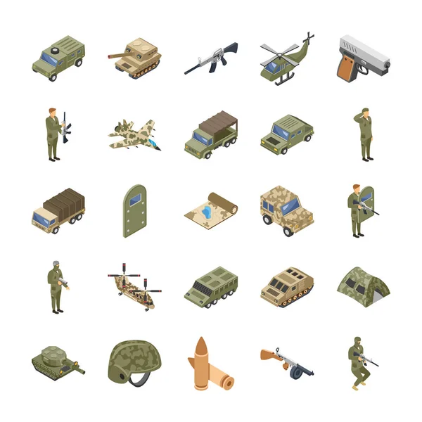 Isometric Icons Military Special Forces Army Project Demands Imperative Functions — Stock Vector