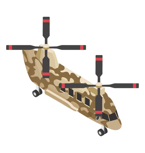 Helicóptero Militar Ícone Isométrico — Vetor de Stock