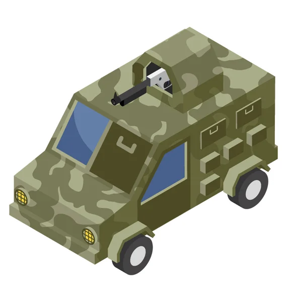 Vojenský Jeep Izometrické Ikony — Stockový vektor