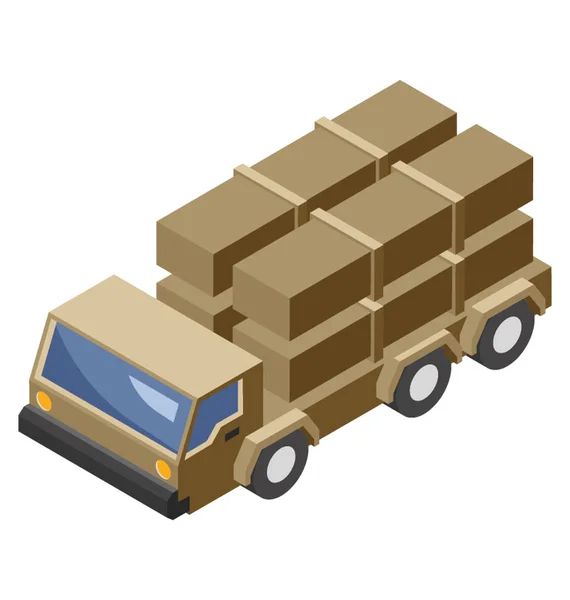 Izometrické Ikony Vojenské Truck — Stockový vektor