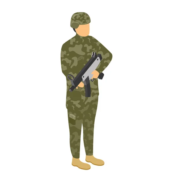 Бойовий Солдат Ізометрична Векторна Іконка — стоковий вектор