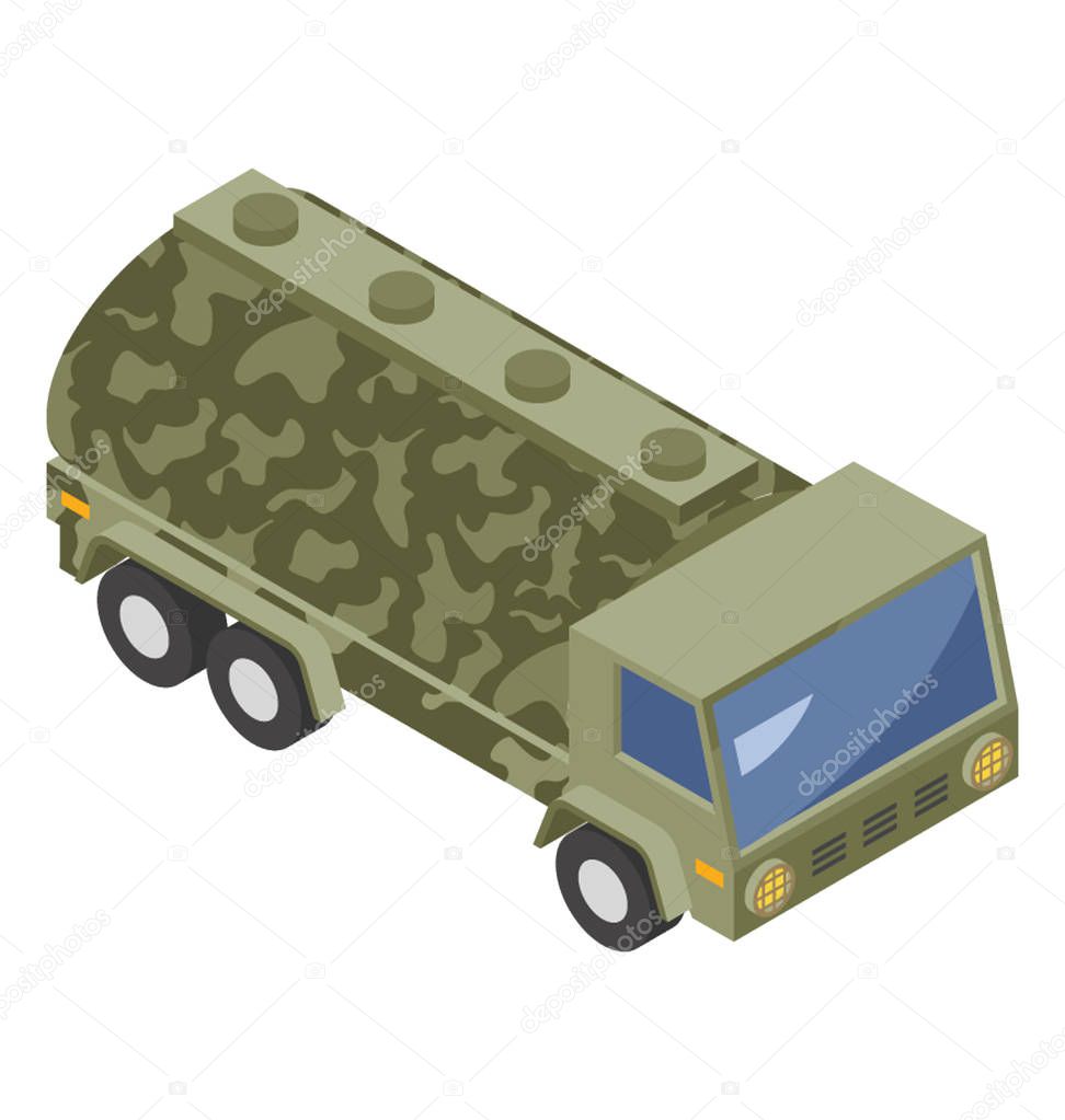 Isometric icon of military truck