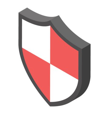 Koruma kalkanı, güvenlik kalkan izometrik simgesi tasarım