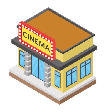 Sinema, büyük ekran, izometrik simgesi.