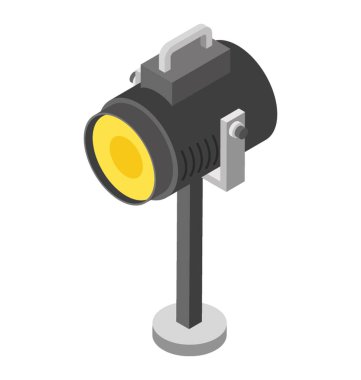 Tripod fotoğraf makinesi, izometrik simgesi.