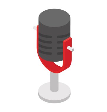 Mikrofon izometrik tasarım simgesi