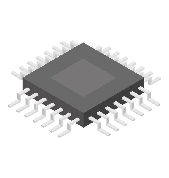 Mikroprosesor Ikon Vektor Isometrik - Stok Vektor