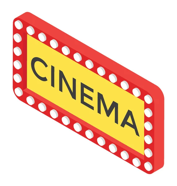Cinéma Grand Écran Icône Isométrique — Image vectorielle