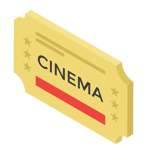 Boleto Cine Ícono Vector Isométrico — Archivo Imágenes Vectoriales