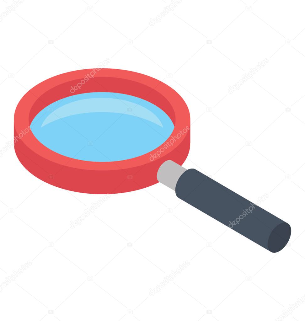 Isometric icon of magnifier