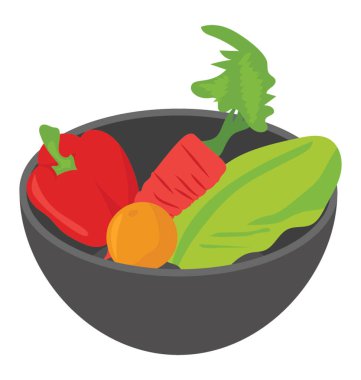 Sebze sepeti, izometrik vektör simgesi