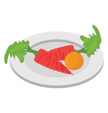 Sebze tabağı, izometrik vektör simgesi