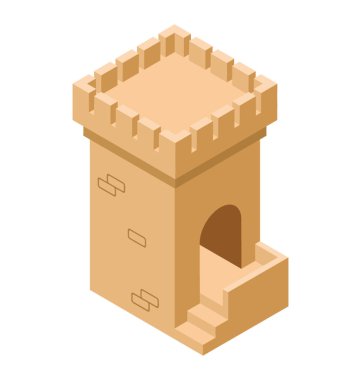 Kale merdiven Ortaçağ Kalesi kavramının izometrik simgesi