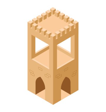 Kale kapı, Ortaçağ Kalesi kavramı izometrik simgesi