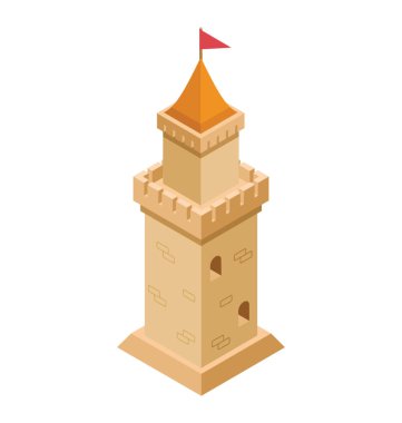 İzometrik vektör simge bayrak sütun