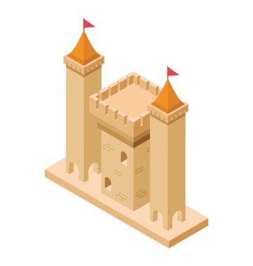 Kale kule, izometrik vektör simgesi.