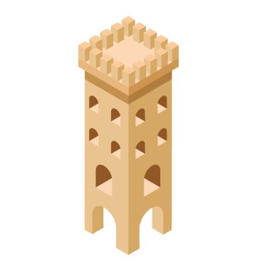 Kale kule, izometrik vektör simgesi