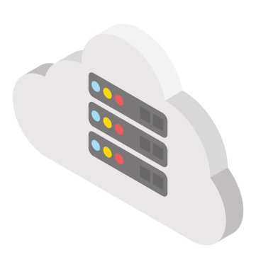 Bulut ağ, izometrik vektör simgesi