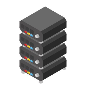 İzometrik vektör simge sunucusu raf