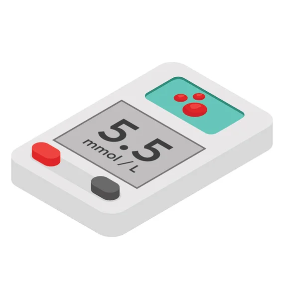 Glucometer Ícone Vetorial Isométrico — Vetor de Stock