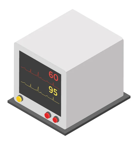 Kalp Atışlarını Ekokardiyogram Makinesini Izlemek Için Tıbbi Ekipman — Stok Vektör