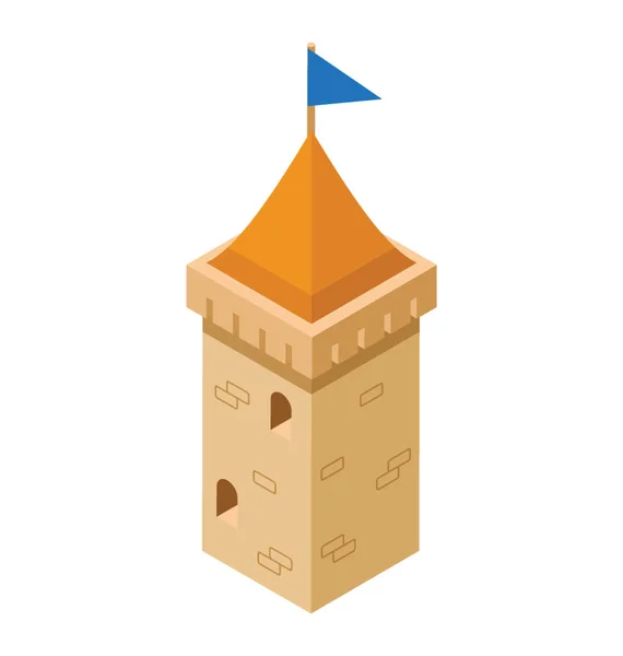 Castillo Bandera Ícono Vector Isométrico — Archivo Imágenes Vectoriales