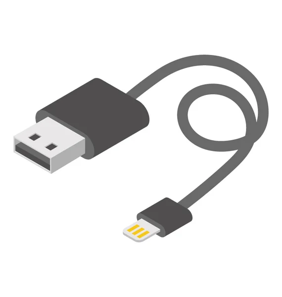 Icono Isométrico Del Cable Datos — Vector de stock