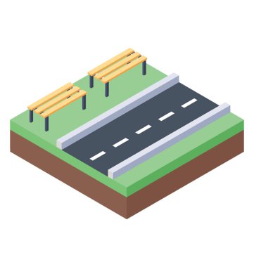 İzometrik vektör simge otobüs stand