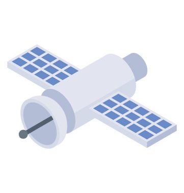 Uydu, izometrik vektör simgesi.