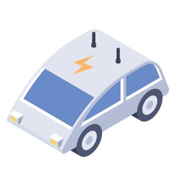 Akıllı araç, izometrik vektör simgesi