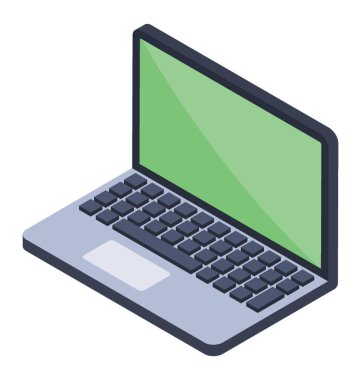 Dizüstü bilgisayar, izometrik vektör simgesi