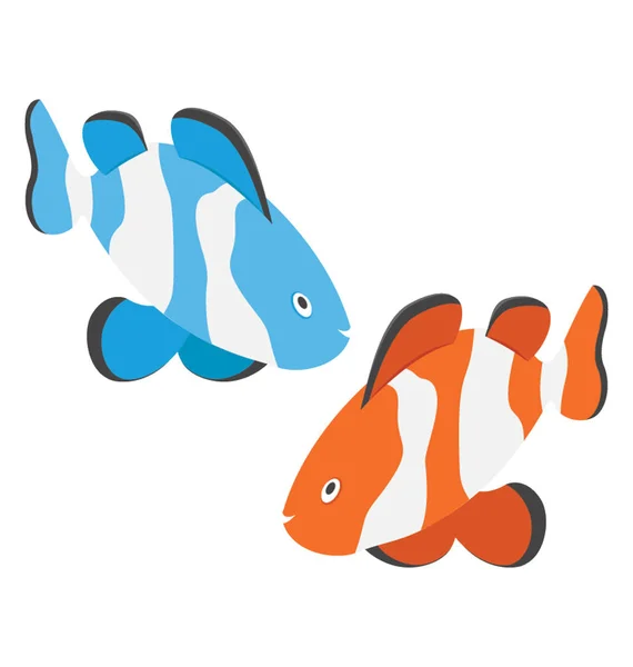 Icona Isometrica Vettoriale Del Pesce — Vettoriale Stock