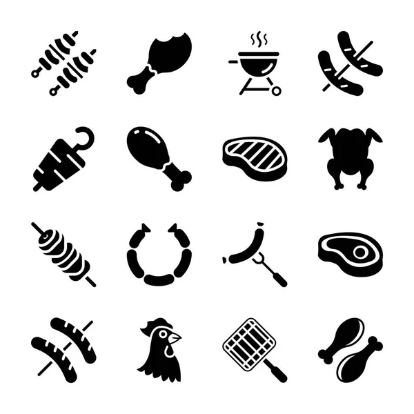 Förpackning Med Kött Glyphicons Relaterad Till Cookery Objekt Och Livsmedelsingredienser — Stock vektor