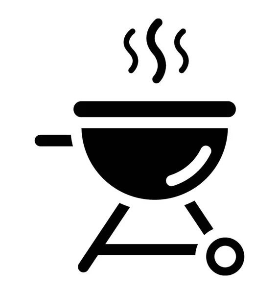 Grill Tűzhely Szilárd Vektor Ikon — Stock Vector