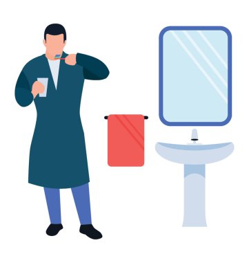 Fırçalama diş düz simgesi tasarım