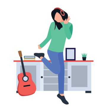 Dans müzik kavramı düz vektör