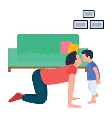 Anne bebek oyun zaman düz simge vektör