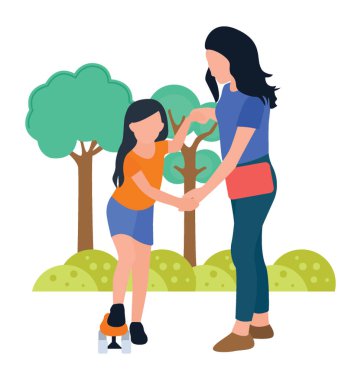 Anne bebek oyun zaman düz simge vektör