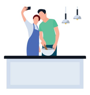 Çift alarak selfie düz simgesi tasarım