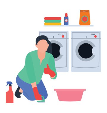 Düz simgesi tasarım giyim konsept yıkama yıkamak,