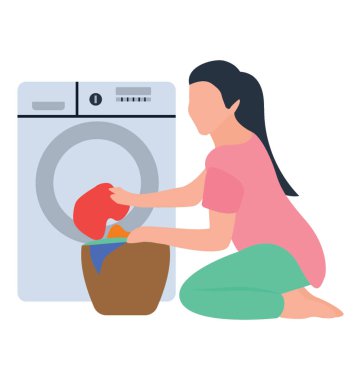 Düz simgesi tasarım giyim konsept yıkama yıkamak, 