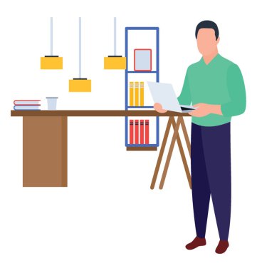 Office illüstrasyon düz vektör, İşyeri